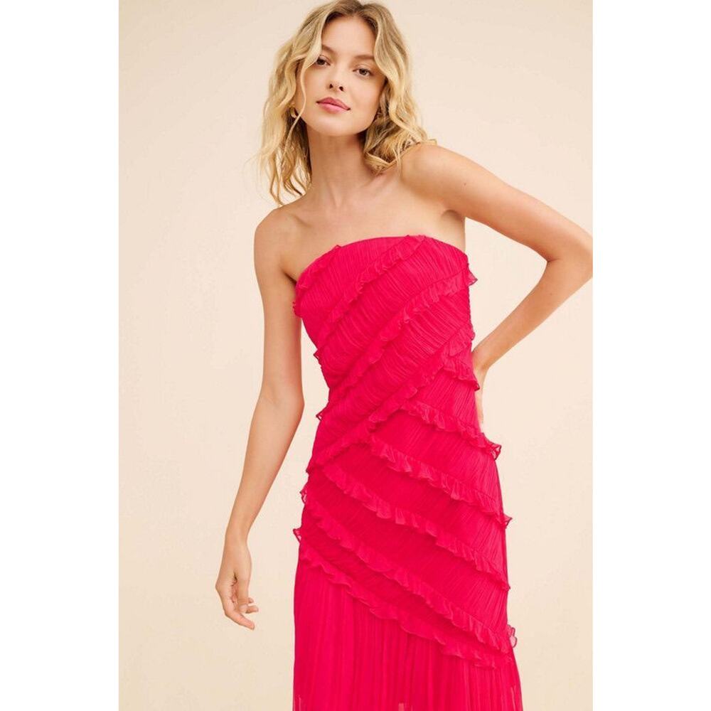 Anthro Vineet Bahl Strapless Chiffon Dress Sz Large, $330 MSRP